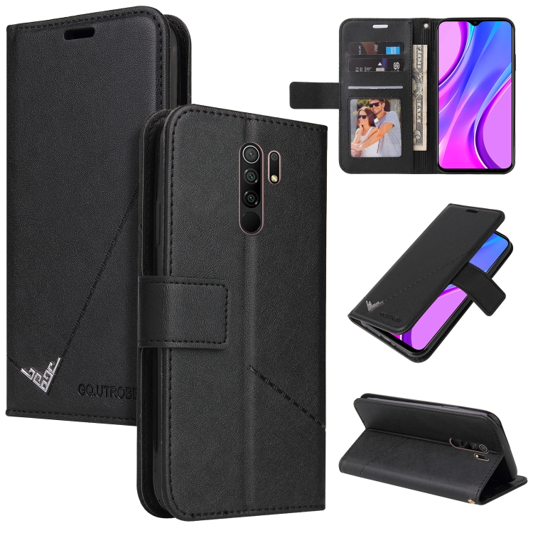 

For Xiaomi Redmi 9 GQUTROBE Right Angle Leather Phone Case(Black)