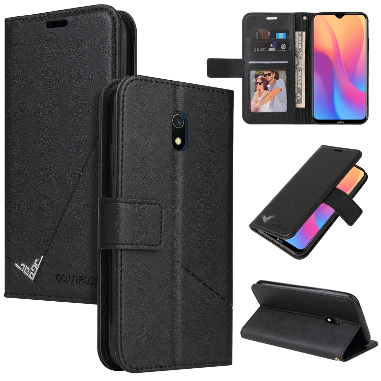 

For Xiaomi Redmi 8A GQUTROBE Right Angle Leather Phone Case(Black)