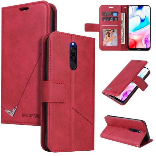 

For Xiaomi Redmi 8 GQUTROBE Right Angle Leather Phone Case(Red)