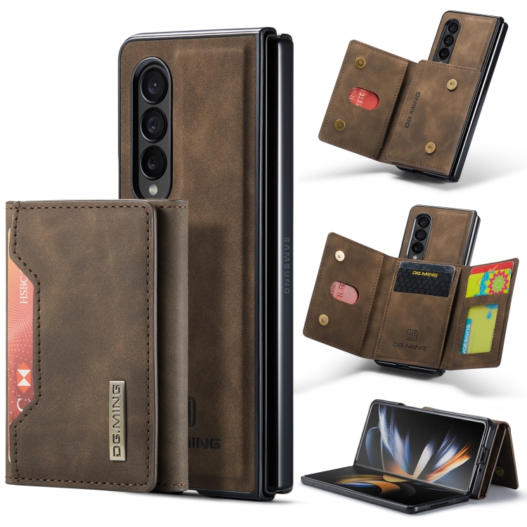 

For Samsung Galaxy Z Fold3 5G DG.MING M2 Series 3-Fold Multi Card Bag + Magnetic Phone Case(Coffee)