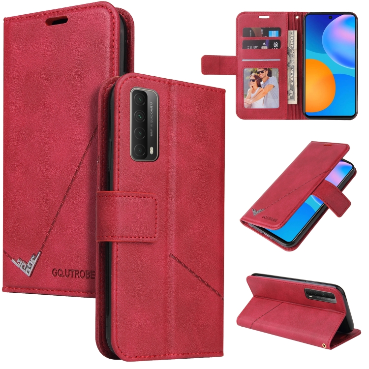 

Huawei P smart 2021 GQUTROBE Right Angle Leather Phone Case(Red)