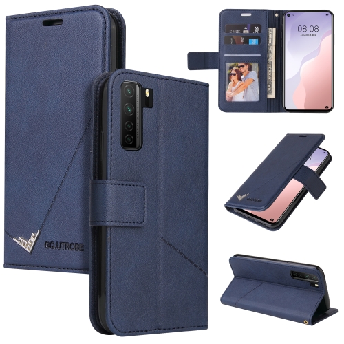 

For Huawei nova 7 SE GQUTROBE Right Angle Leather Phone Case(Blue)