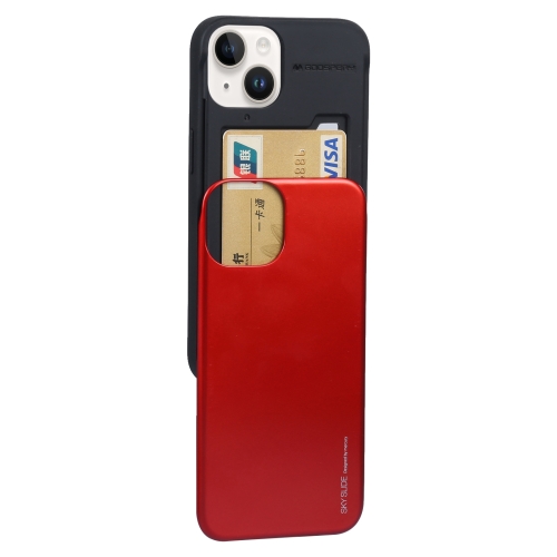 GOOSPERY SKY SLIDE BUMPER Sliding Card Slot Phone Case For iPhone 14(Red)
