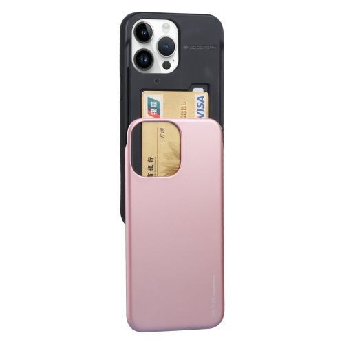 For iPhone 14 Pro GOOSPERY SKY SLIDE BUMPER Sliding Card Slot Phone Case(Rose Gold)