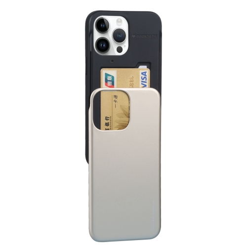 For iPhone 14 Pro Max GOOSPERY SKY SLIDE BUMPER Sliding Card Slot Phone Case (Gold)