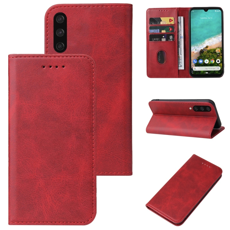 

For Xiaomi Mi A3 Magnetic Closure Leather Phone Case(Red)