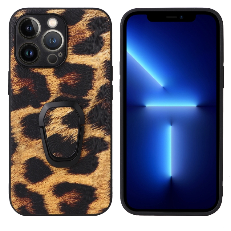 

Leather Back Phone Case with Holder For iPhone 13 Pro(Tiger Print)