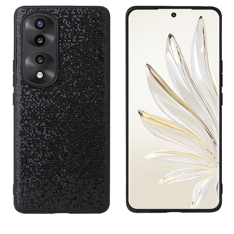 

For Honor 70 Pro Leather Back Phone Case(Black Sequins)