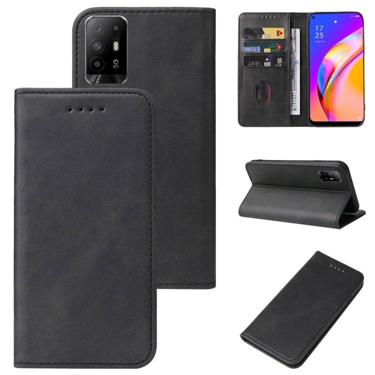 

For OPPO F19 Pro+ 5G Magnetic Closure Leather Phone Case(Black)