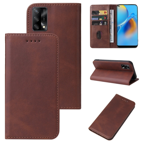 

For OPPO F19s 5G Magnetic Closure Leather Phone Case(Brown)