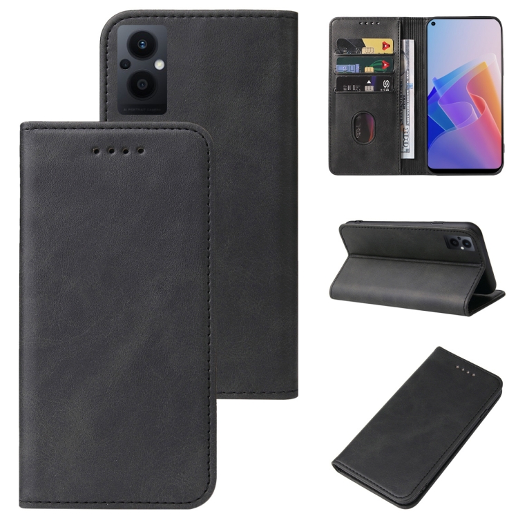 

For OPPO F21 Pro 5G Magnetic Closure Leather Phone Case(Black)