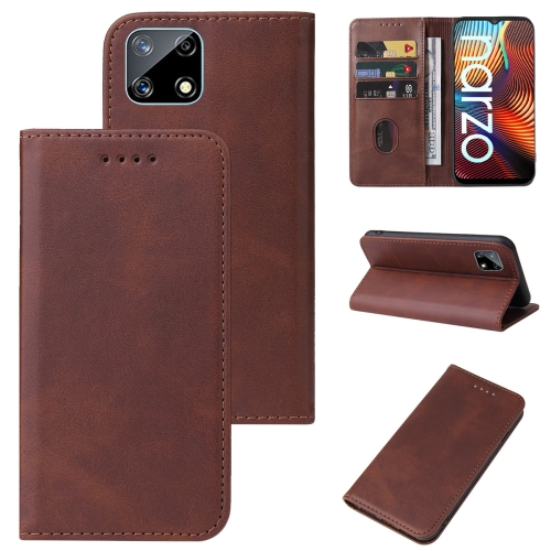 

For Realme Narzo Magnetic Closure Leather Phone Case(Brown)
