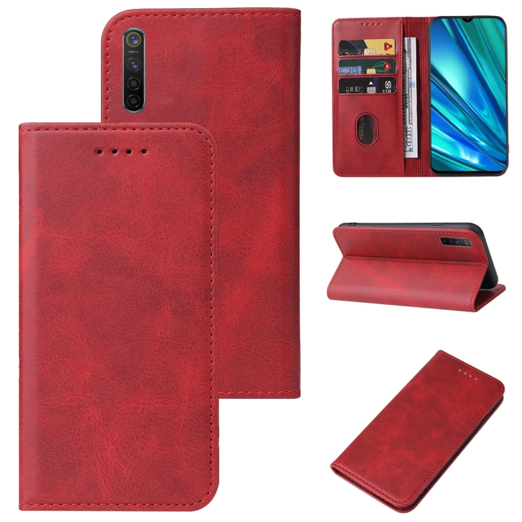 

For Realme Q Magnetic Closure Leather Phone Case(Red)