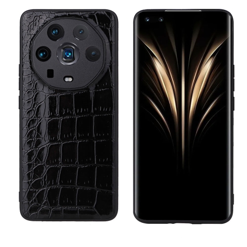 

For Honor Magic4 Ultimate Leather Back Phone Case(Black Crocodile Texture)