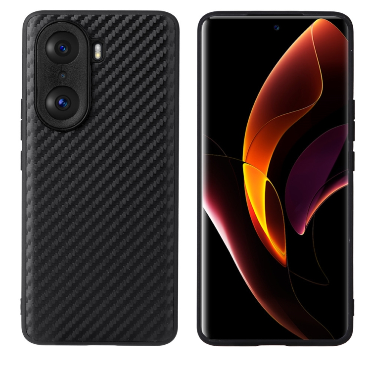 

For Honor 60 Pro Leather Back Phone Case(Black Carbon Fiber Texture)