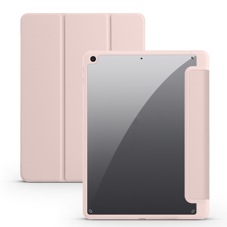 

Acrylic 3-folding Smart Leather Tablet Case For iPad 9.7 2018/2017(Pink)
