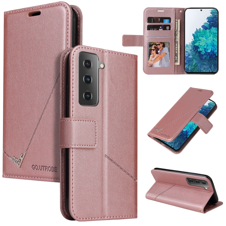 

For Samsung Galaxy S21 5G GQUTROBE Right Angle Leather Phone Case(Rose Gold)