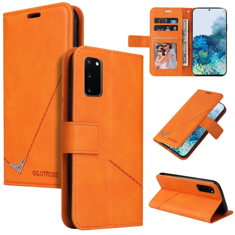 

For Samsung Galaxy S20 GQUTROBE Right Angle Leather Phone Case(Orange)
