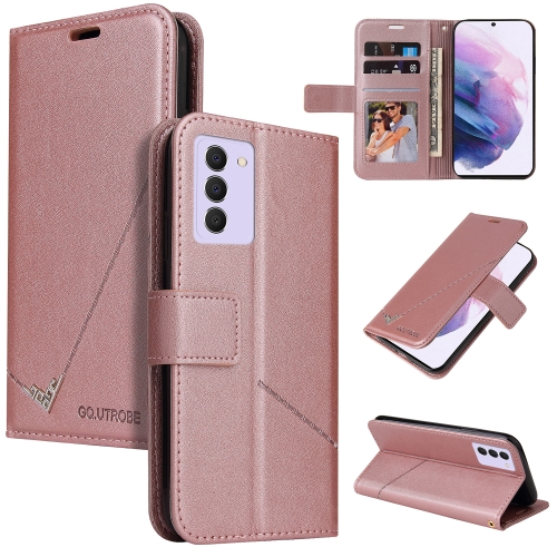 

For Samsung Galaxy S21 FE 5G GQUTROBE Right Angle Leather Phone Case(Rose Gold)