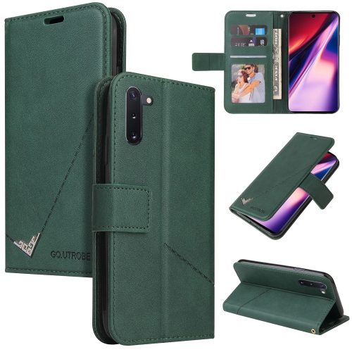 

For Samsung Galaxy Note10 GQUTROBE Right Angle Leather Phone Case(Green)