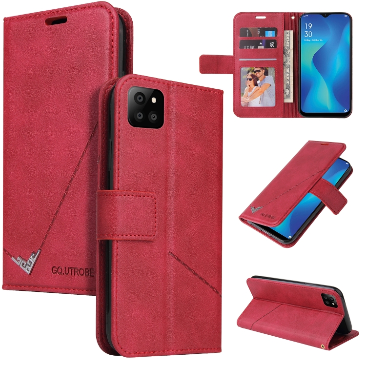 

For Samsung Galaxy A22 5G GQUTROBE Right Angle Leather Phone Case(Red)