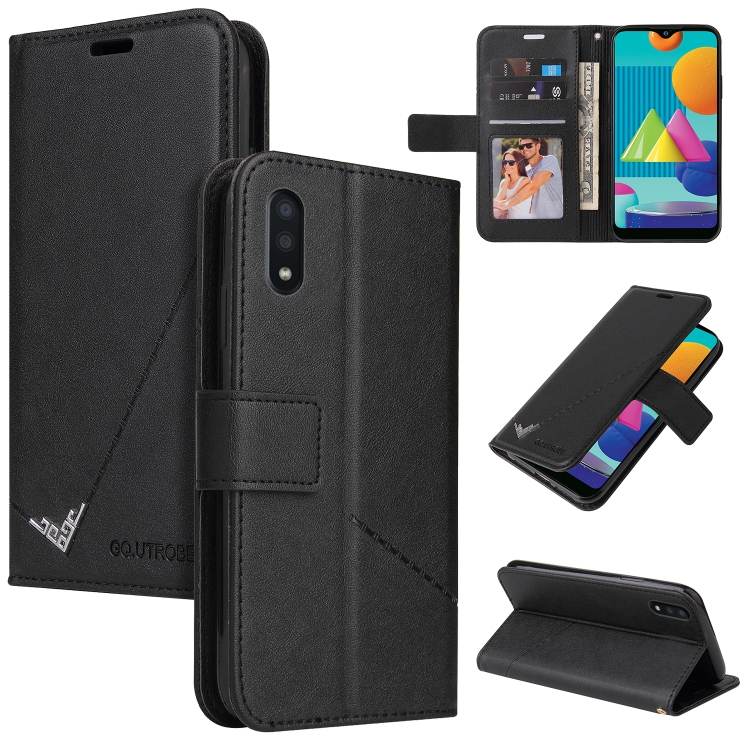 

For Samsung Galaxy A02 GQUTROBE Right Angle Leather Phone Case(Black)