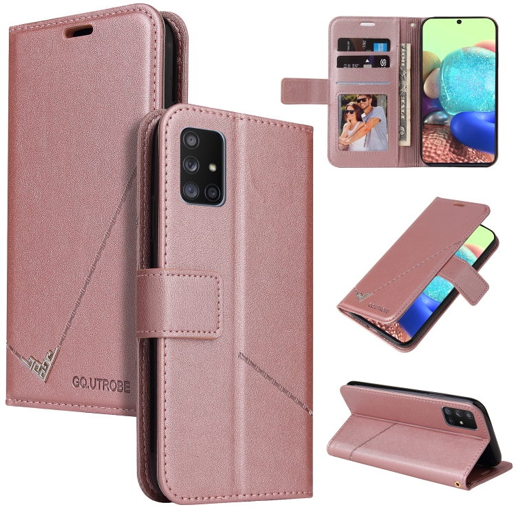 

For Samsung Galaxy M31 GQUTROBE Right Angle Leather Phone Case(Rose Gold)