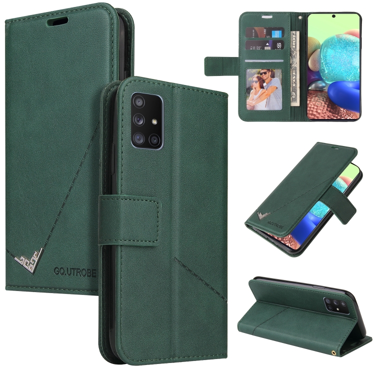 

For Samsung Galaxy A41 GQUTROBE Right Angle Leather Phone Case(Green)