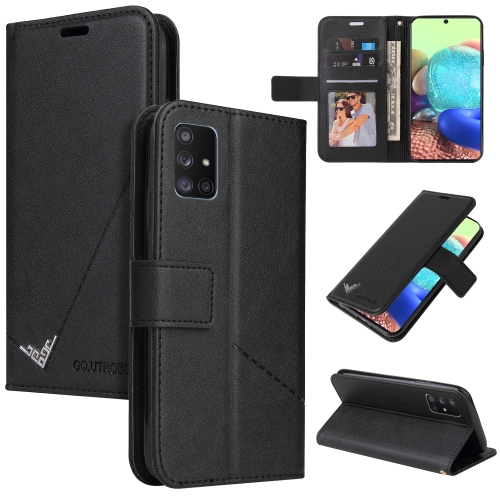 For Samsung Galaxy A41 GQUTROBE Right Angle Leather Phone Case(Black)