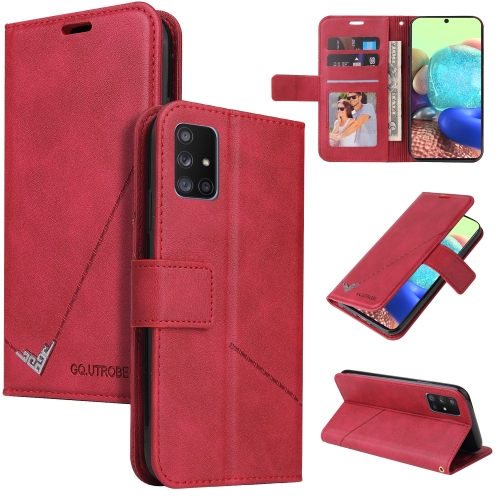 

For Samsung Galaxy A31 GQUTROBE Right Angle Leather Phone Case(Red)