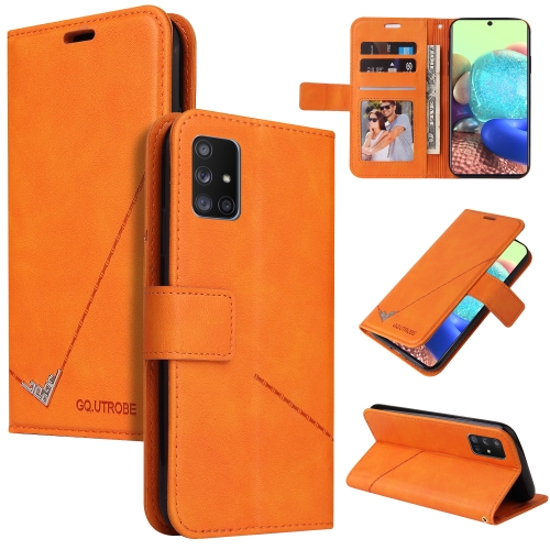 

For Samsung Galaxy A71 GQUTROBE Right Angle Leather Phone Case(Orange)