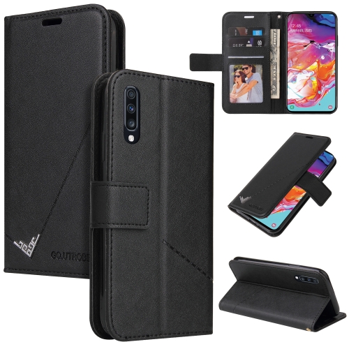 

For Samsung Galaxy A70 GQUTROBE Right Angle Leather Phone Case(Black)