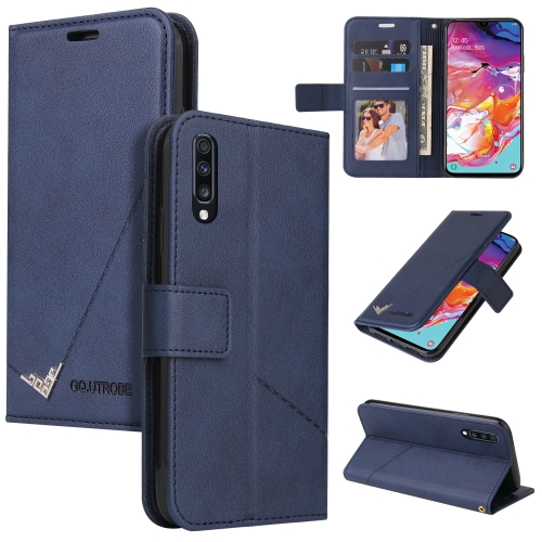 

For Samsung Galaxy A50 GQUTROBE Right Angle Leather Phone Case(Blue)