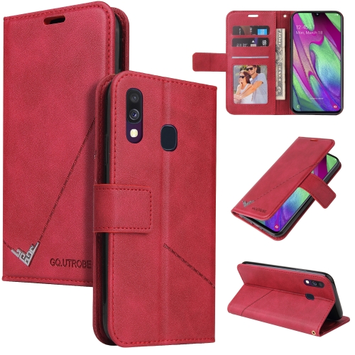 

For Samsung Galaxy A40 GQUTROBE Right Angle Leather Phone Case(Red)