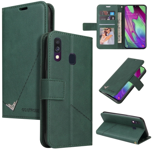 

For Samsung Galaxy A40 GQUTROBE Right Angle Leather Phone Case(Green)