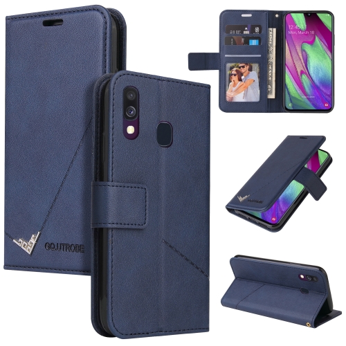 For Samsung Galaxy A20e GQUTROBE Right Angle Leather Phone Case(Blue)