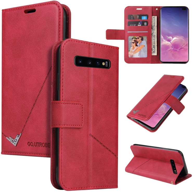 

For Samsung Galaxy S10 GQUTROBE Right Angle Leather Phone Case(Red)