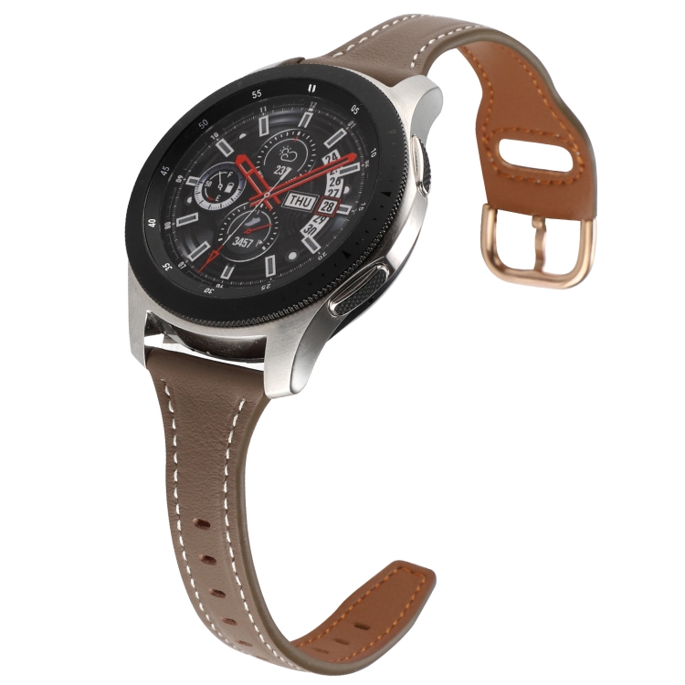 

For Samsung Galaxy Watch3 / Huawei Watch GT3 Pro 22mm Reverse Buckle Genuine Leather Watch Band(Gery)