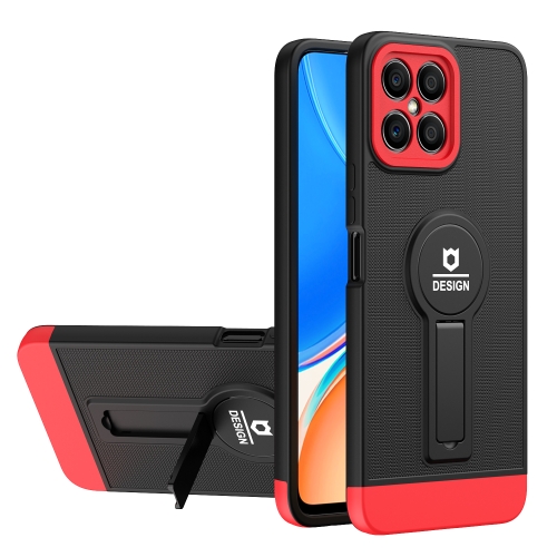 

For Honor X8 Small Tail Holder TPU+PC Phone Case(Black+Red)