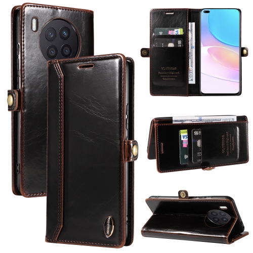 

For Huawei nova 8i GQUTROBE RFID Blocking Oil Wax Leather Phone Case(Brown)