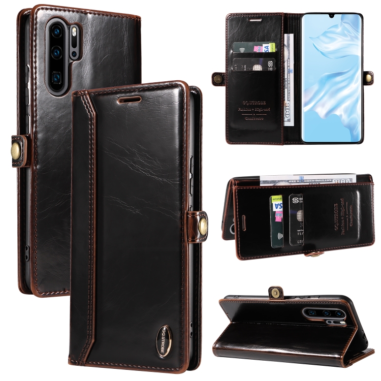 

For Huawei P30 Pro GQUTROBE RFID Blocking Oil Wax Leather Phone Case(Brown)