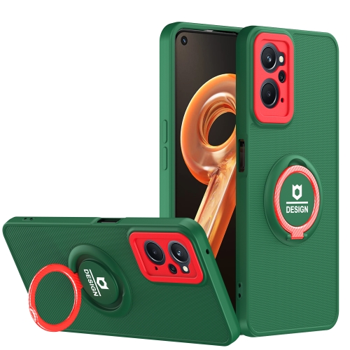 

For OPPO A36/A76 4G/A96 4G/Realme 9i Eagle Eye Ring Holder Phone Case(Dark Green + Red)