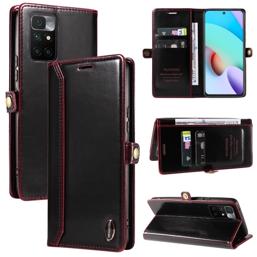 

For Xiaomi Redmi 10 GQUTROBE RFID Blocking Oil Wax Leather Phone Case(Red)