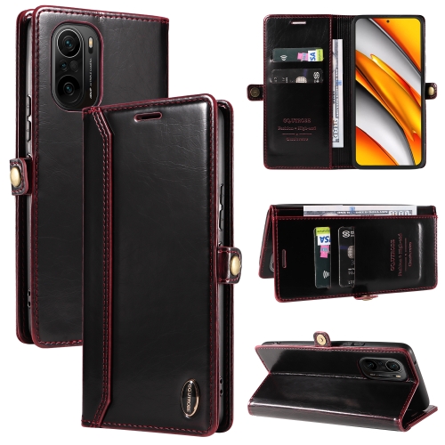 

For Xiaomi Poco F3 / Redmi K40 GQUTROBE RFID Blocking Oil Wax Leather Phone Case(Red)