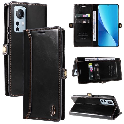 

For Xiaomi 12 Lite GQUTROBE RFID Blocking Oil Wax Leather Phone Case(Black)