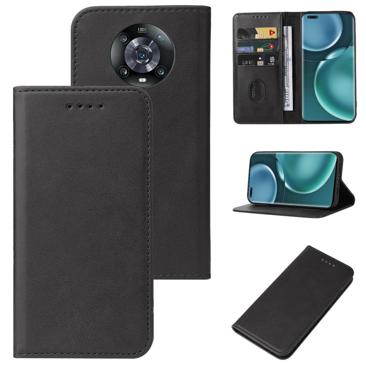 

For Honor Magic4 Pro Magnetic Closure Leather Phone Case(Black)