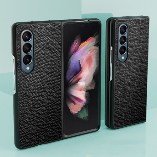 

For Samsung Galaxy Z Fold4 Skin Leather Folded Phone Case(Cross Texture)