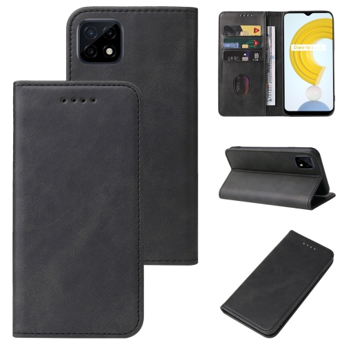 

For Realme C21Y Magnetic Closure Leather Phone Case(Black)
