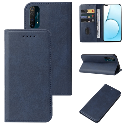 

For Realme X50 5G Magnetic Closure Leather Phone Case(Blue)