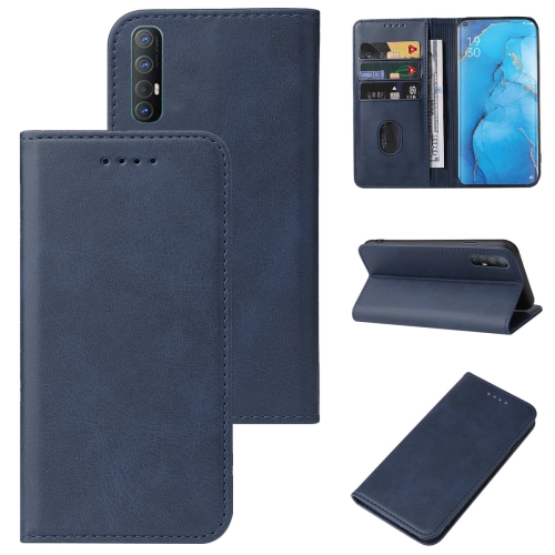 

For OPPO Reno3 Magnetic Closure Leather Phone Case(Blue)